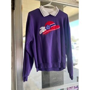 Vintage 1990's Red Hat Club purple collared pullover sweatshirt size M